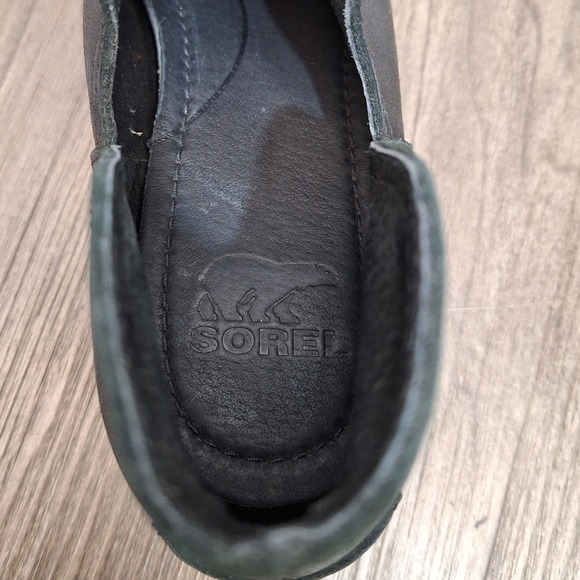 Sorel Lolla Cut-Out Leather Ankle Boots Black Round Toe Stacked Heel Women's 7.5 - Picture 6 of 9